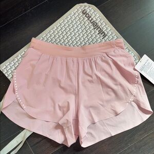 LULULEMON FAST AND FREE HIGH RISE SPLIT SHORTS 3” in PINK HAZE SZ S NWT